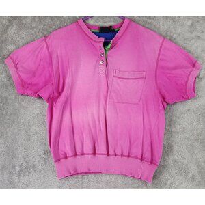 Liz Sport Polo Womens Medium Pink Distressed Retro 80s Vintage Short Sleeve